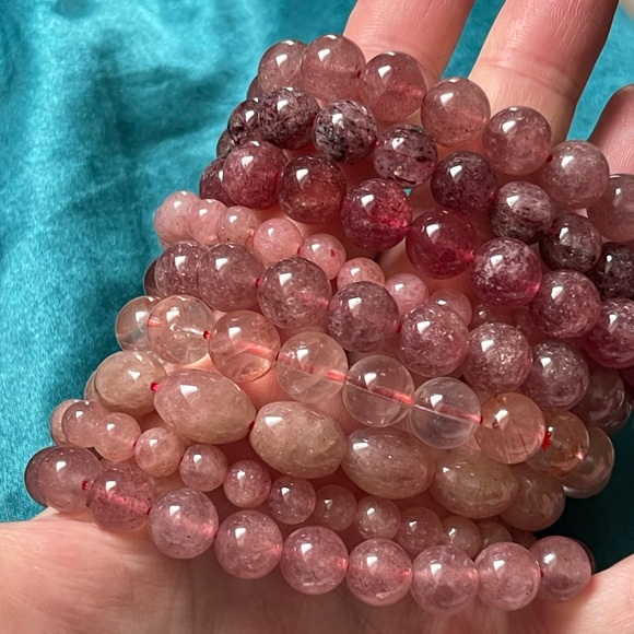 Earth Art hand crafted artisan Jewelry - All natural strawberry quartz bracelets